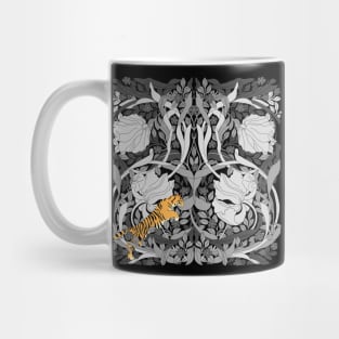 William Morris floral pattern with Tiger Achromatic Mug